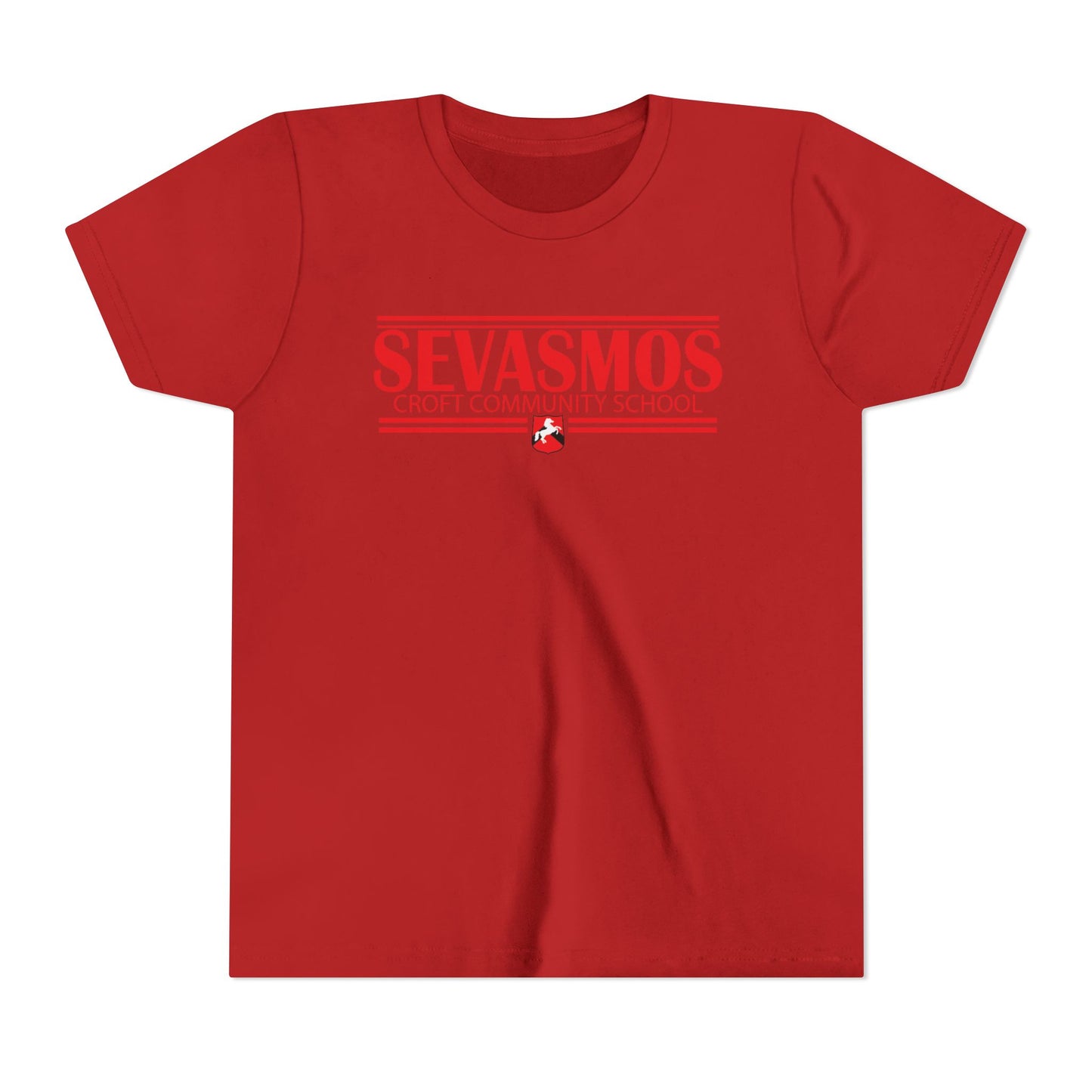 Sevasmos red lettering white t shirt