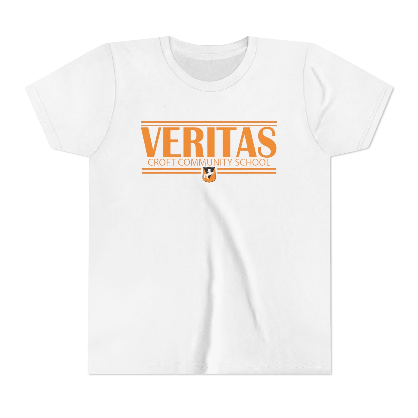 Veritas orange lettering white t shirt