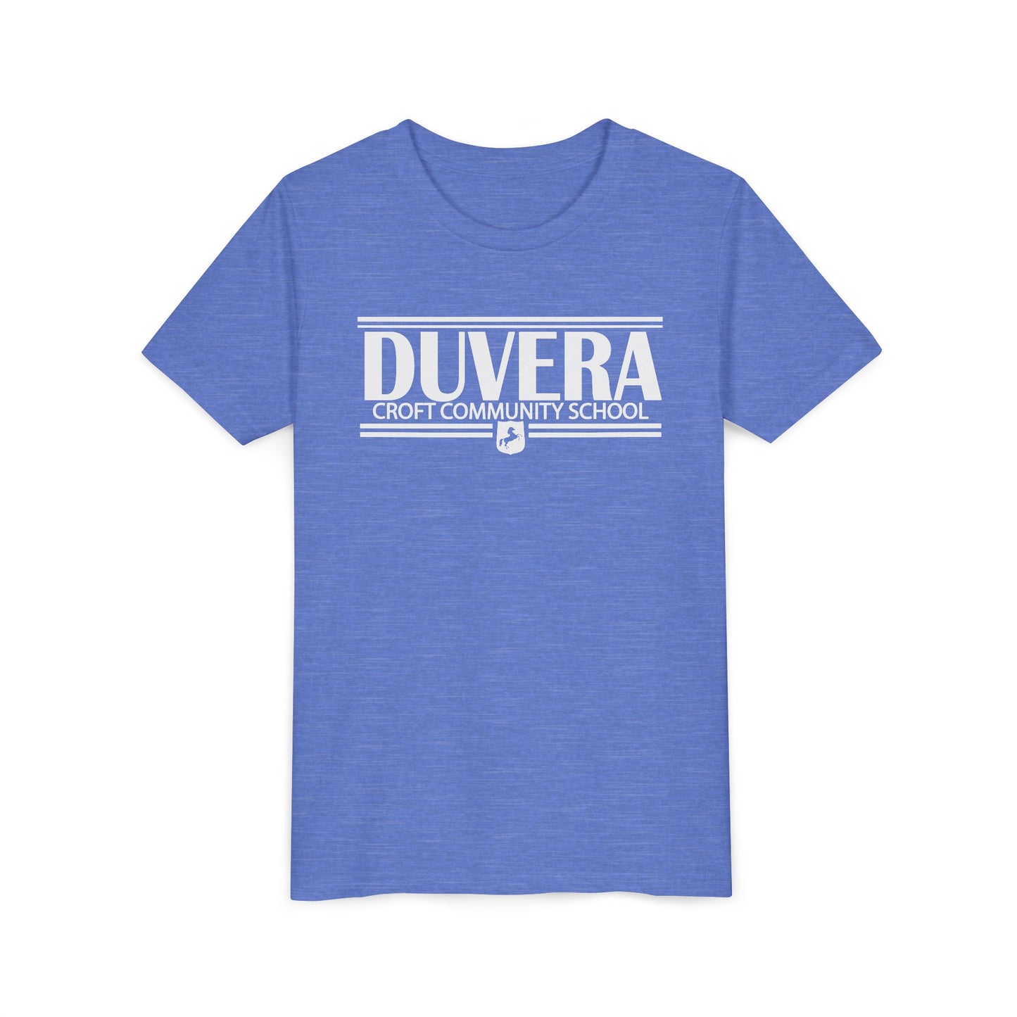 Duvera white lettering blue t shirt