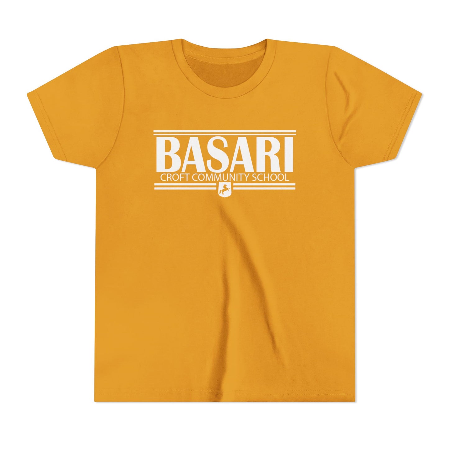 Basari white lettering yellow t shirt