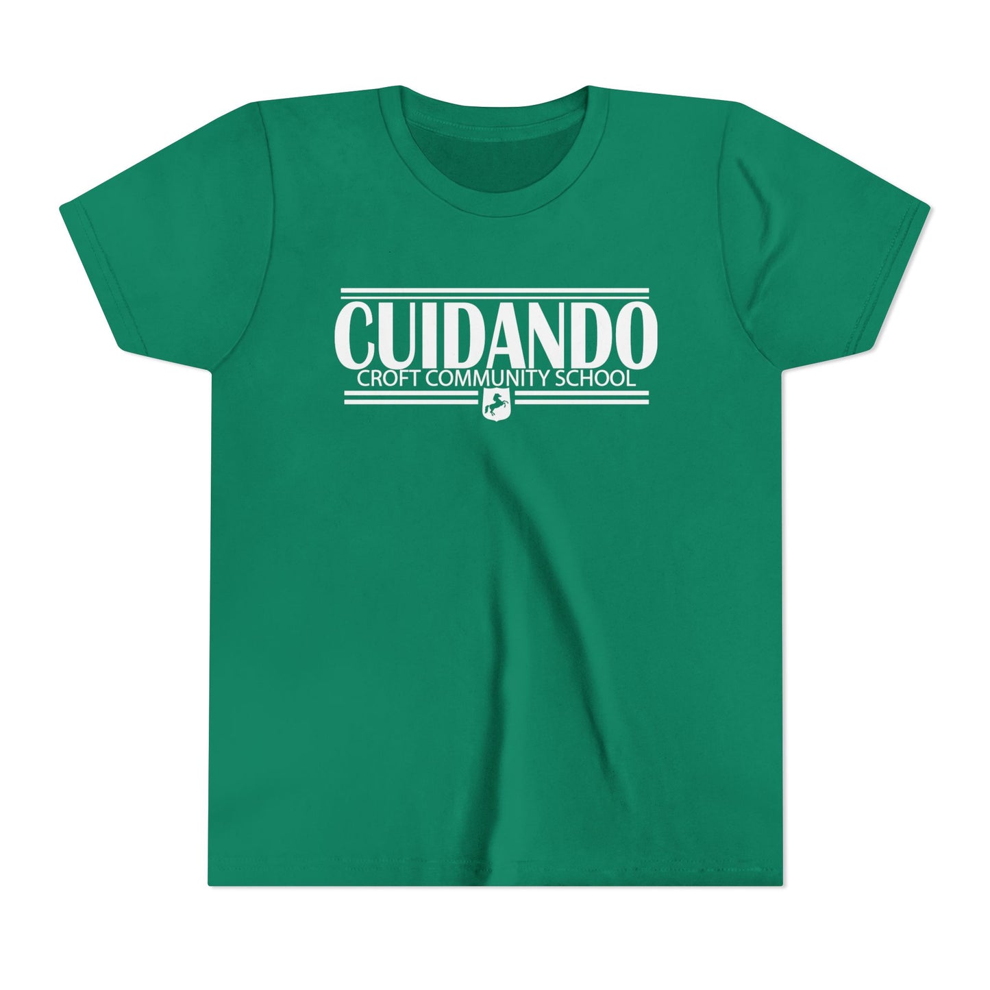 Cuidando white lettering green t shirt