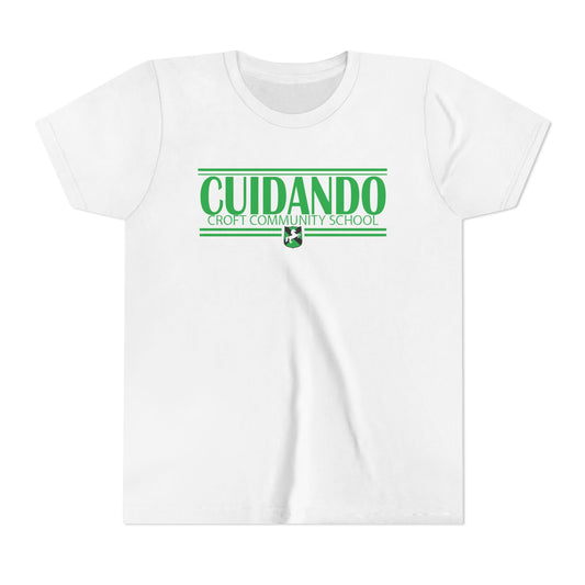 Copy of Cuidando green lettering white t shirt
