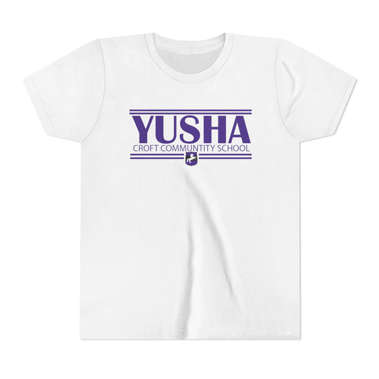 Copy of Yusha white lettering purple t shirt