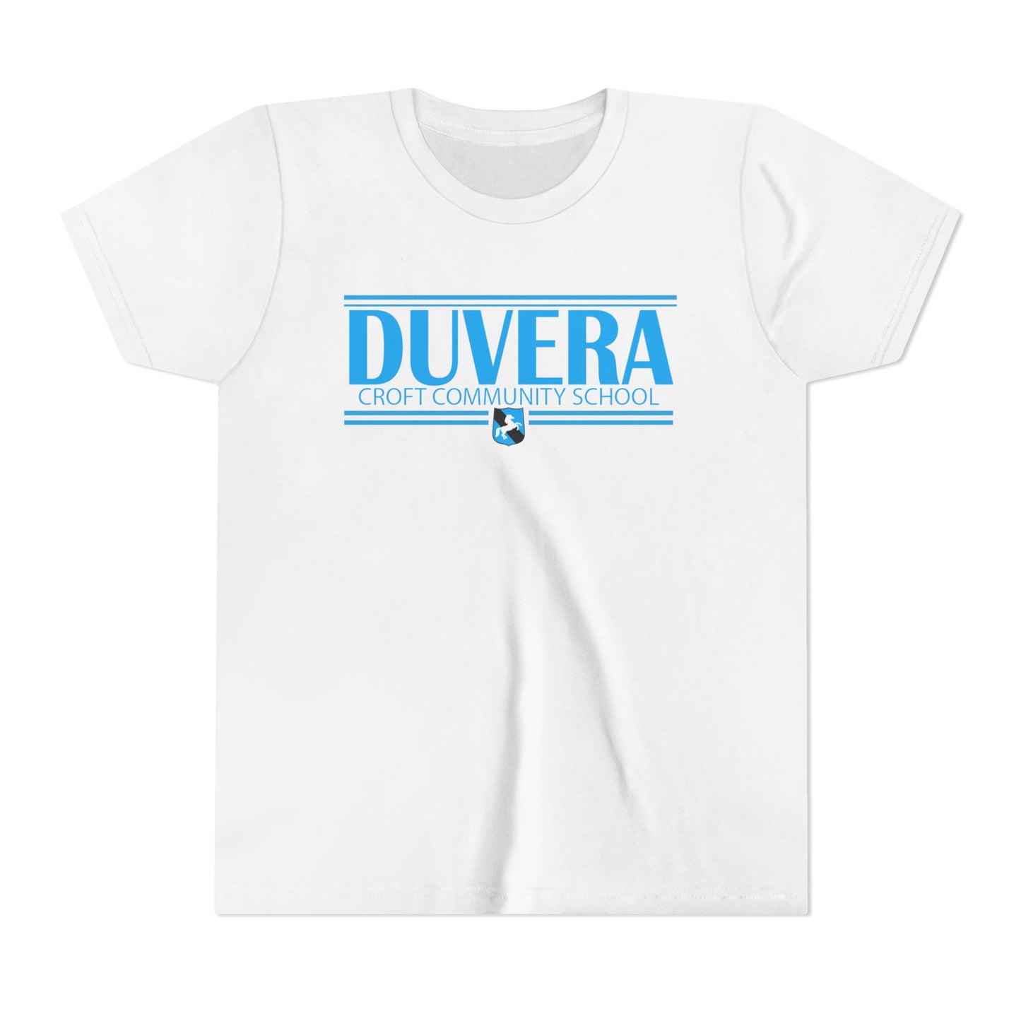 Duvera blue lettering white t shirt