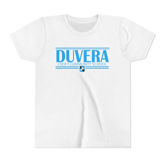 Duvera blue lettering white t shirt